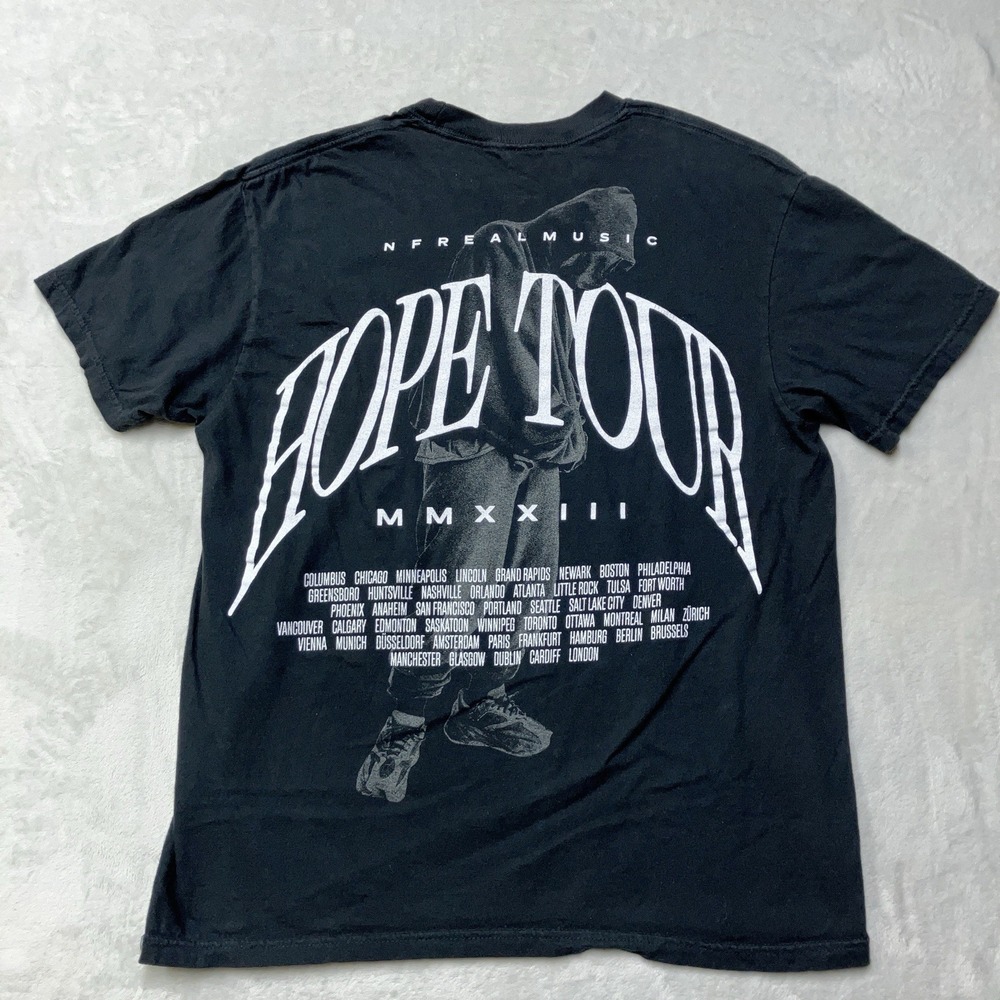NF Music HOPE Official World Tour Shirt 2023 MMXXIII‎ Graphic Black Tee Mens M
